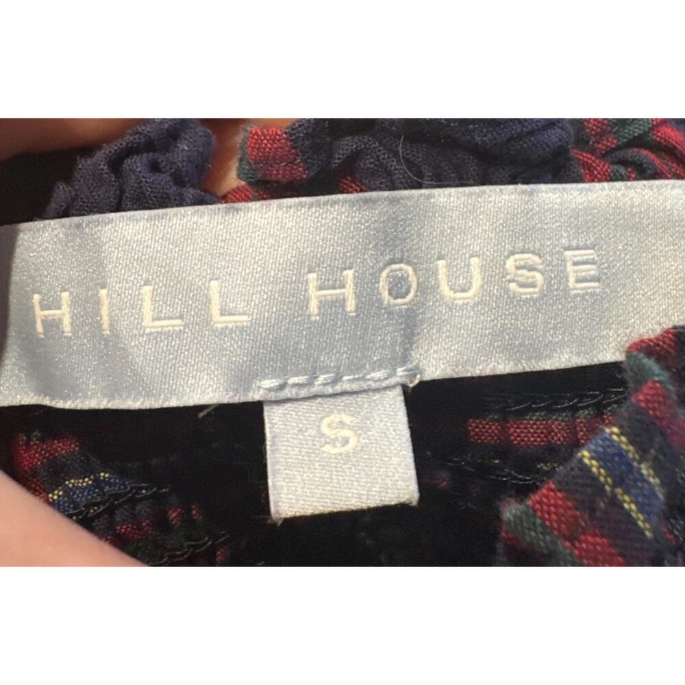 HILL HOUSE Dress Athena Plaid Print Dress Navy Blue Red Preppy Academia Small - Picture 7 of 8